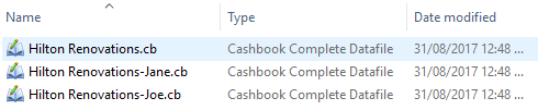 An original Cashbook data file and OneDrive conflicted copies