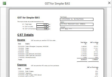 Cashbook Complete GST for Simpler BAS report